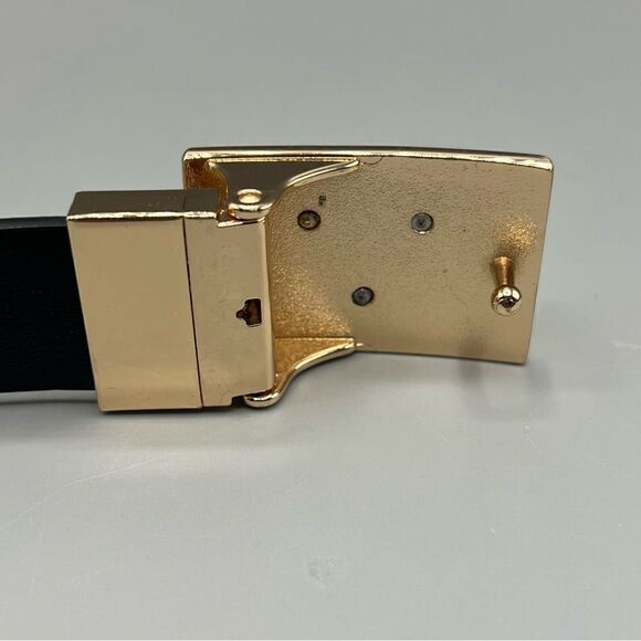 Juicy Couture Square Gold Tone Buckle Black Tan Reversible Belt - Picture 4 of 4